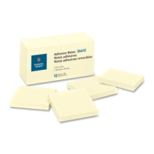 BSN36612 - Business Source Yellow Repositionable Adhesive Notes - 3" x 3"
